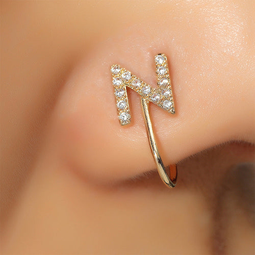 No Piercing Nose Pin Copper Inlaid Zircon Letter U Shape