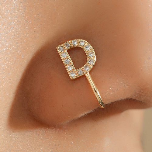 No Piercing Nose Pin Copper Inlaid Zircon Letter U Shape